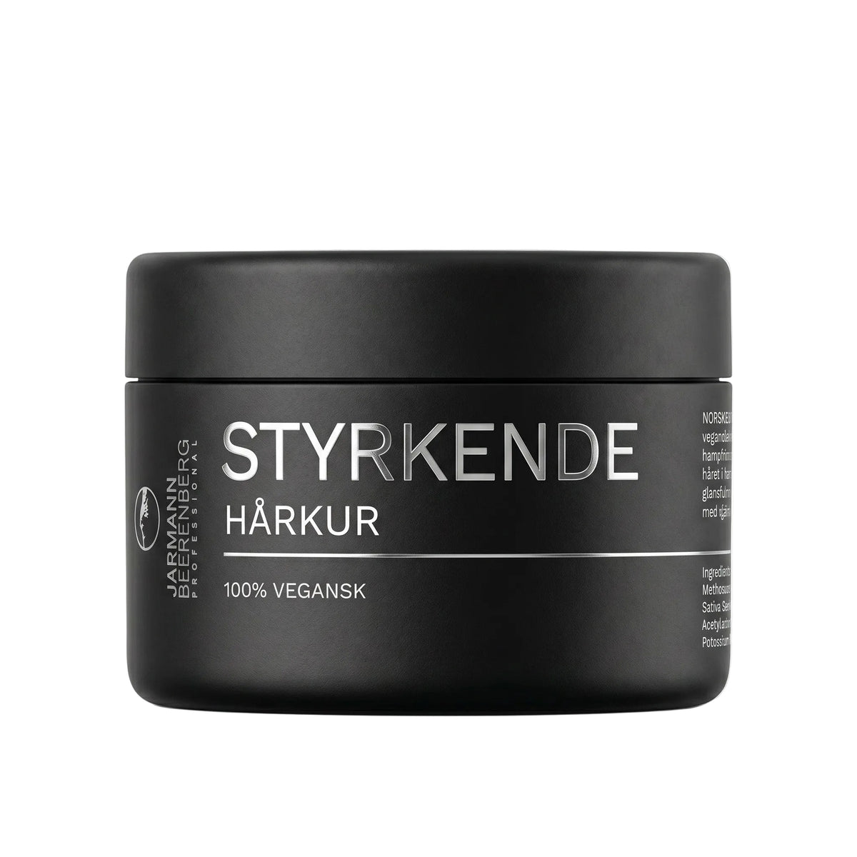 Jarmann Beerenberg Styrkende Hårkur, vegansk hårkur i svart krukke.