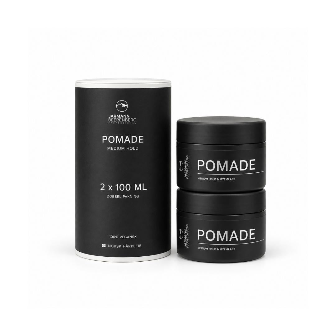 Gavesett med 2 pakninger JARMANN BEERENBERG Pomade Medium Hold i sort emballasje.