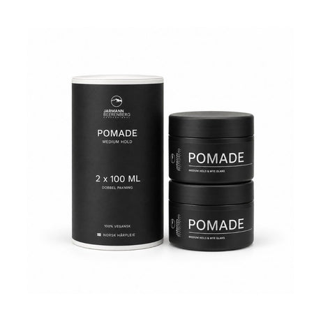 Gavesett med 2 pakninger JARMANN BEERENBERG Pomade Medium Hold i sort emballasje.