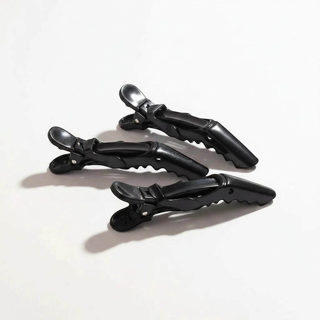 GRIMM.NO black crane hair clips with strong grip for styling, cutting, and sectioning hair, set of three
