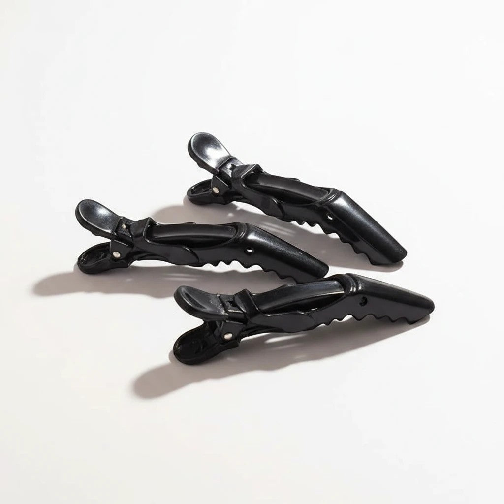 GRIMM.NO black hair sectioning clips with strong grip for styling, cutting, and blow-drying, set of 6.