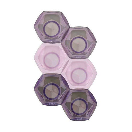GRIMM.NO set of 6 hexagonal hair dye mixing bowls in purple and pink, stackable with silicone base.
