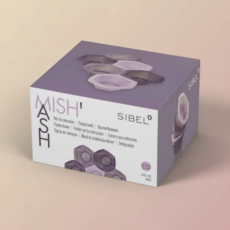 GRIMM.NO Mish'Mash set of 6 tinting bowls in purple and grey, 420ml capacity each, with anti-slip silicone base.