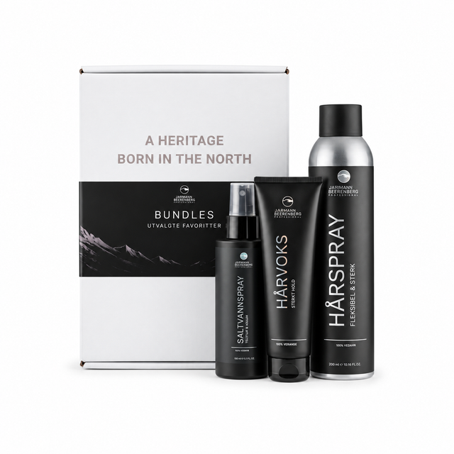Jarmann Beerenberg Styling Bundle med Saltvannsspray, Hårvoks og Hårspray i eske