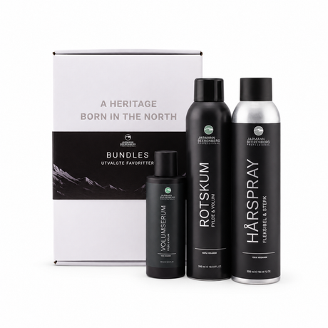 Jarmann Beerenberg Volum Styling Bundle med Rotskum, Volumserum og Hårspray i eske